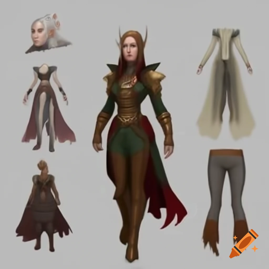 Female Dalish elf in casual wear inspired by medieval and ancient aesthetics from Dragon Age series