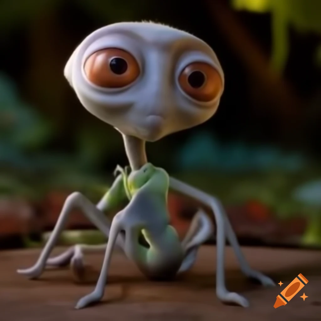 Amusing alien character inspired by Pixar animation style