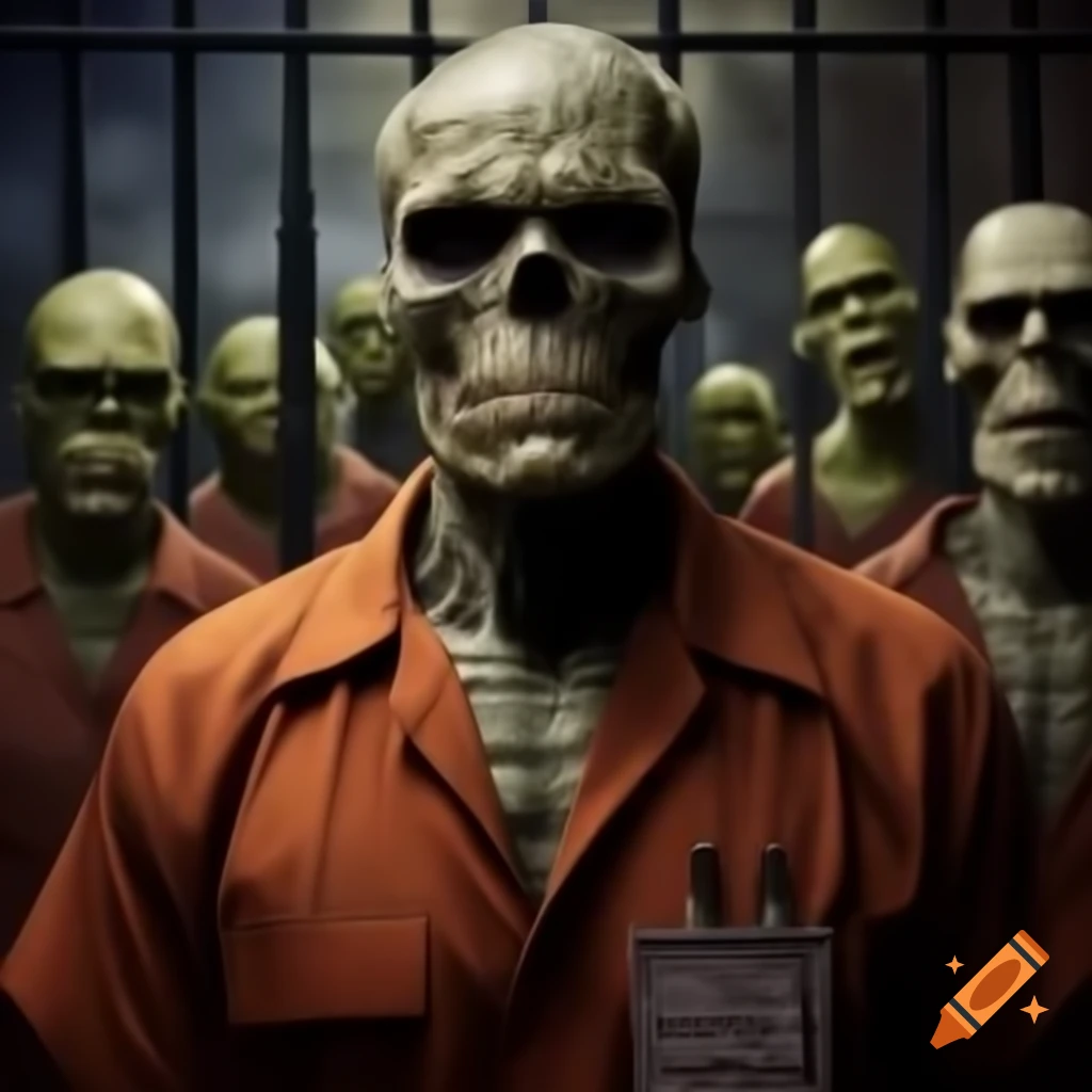 Mutant zombies in prison shirts labeled ML-001