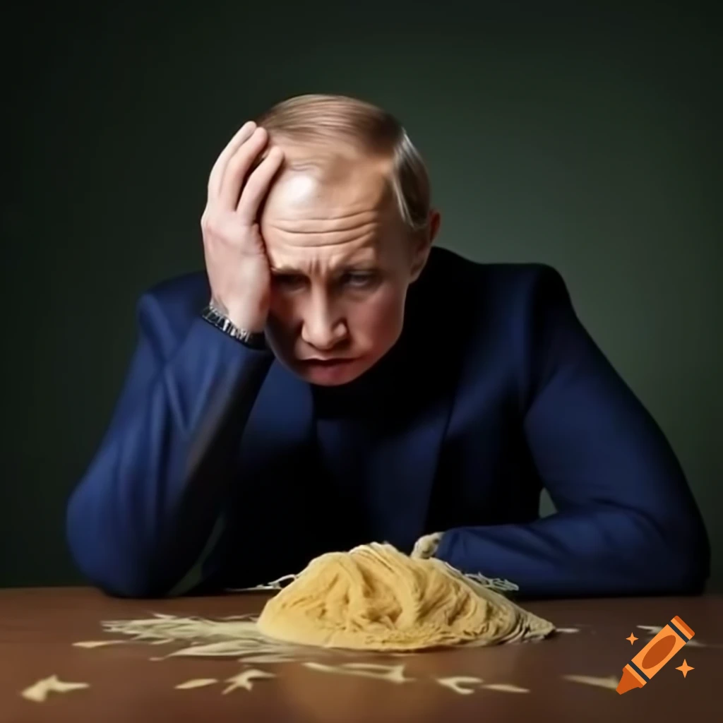 Sad political satire depicting figure on ground with spilled spaghetti