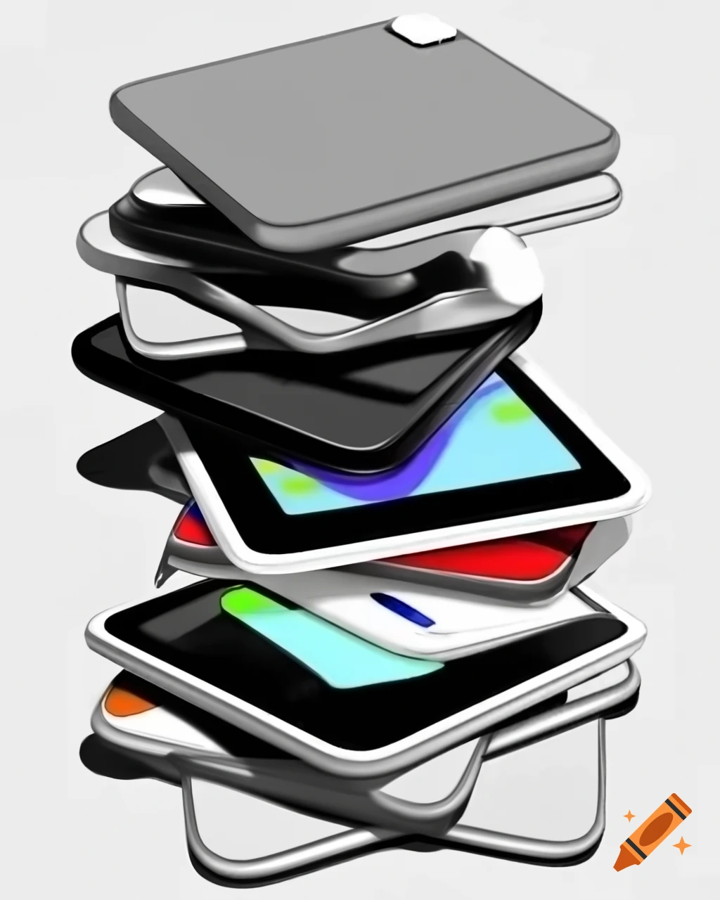 Stack of tablets in cartoonish art style