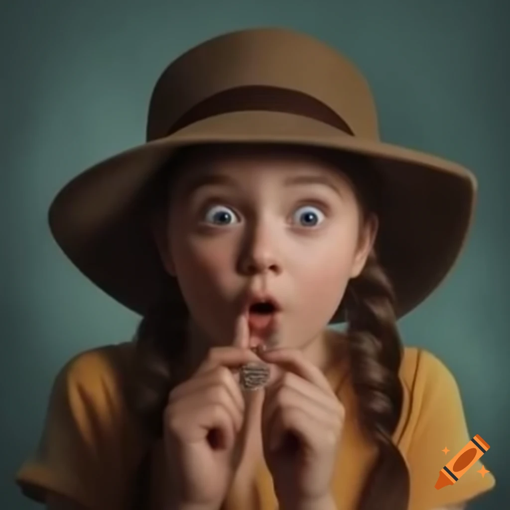 Girl wearing a funny hat in a cinematic style