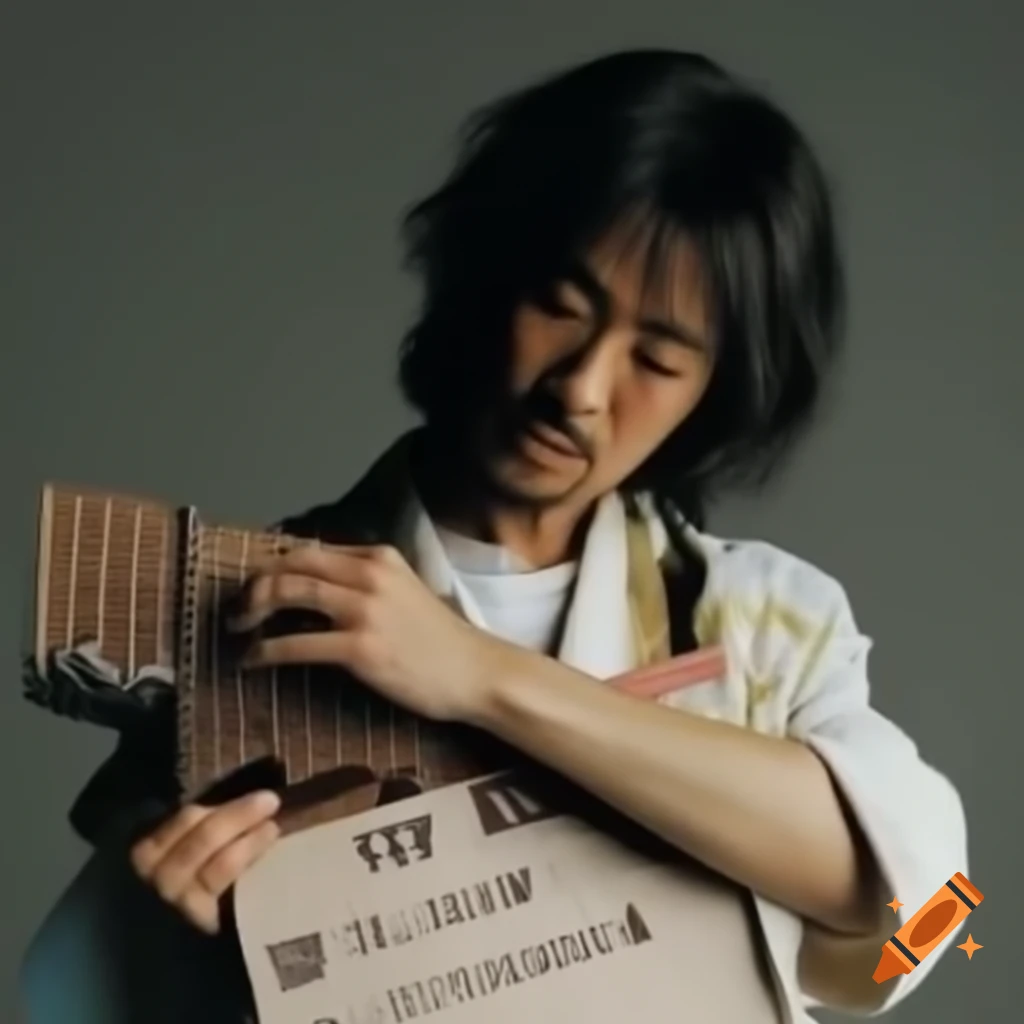 Musician Shintaro Sakamoto with comic balloon saying 'por favor'