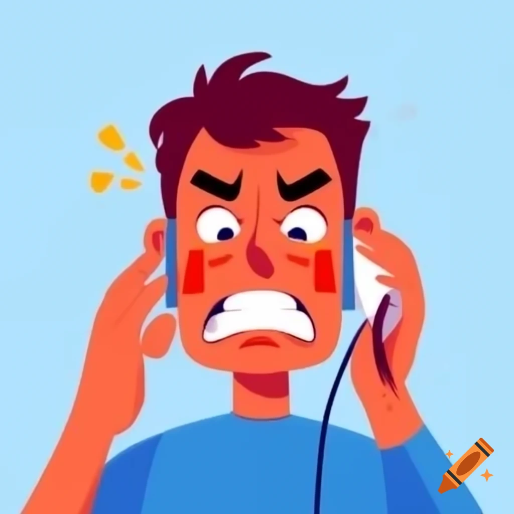 Person expressing anger while on phone