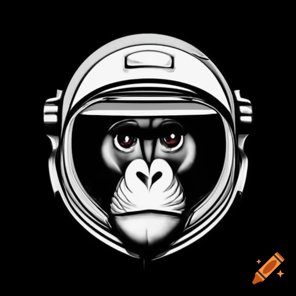 Baboon in space helmet illustrated in Andy Warhol style