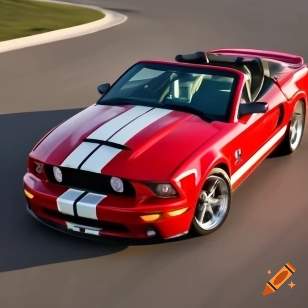 2008 Ford Mustang Shelby convertible in red with white stripes