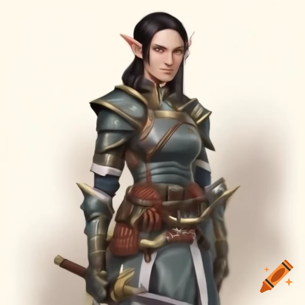 Inquisitor-inspired outfit for female Dalish elf blending medieval and Japanese armor aesthetics