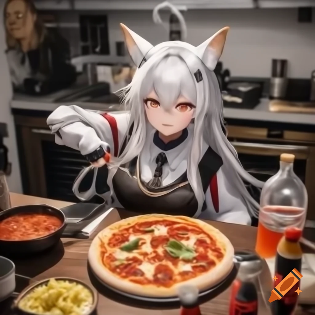 Lappland and Texas from Arknights cooking pizza