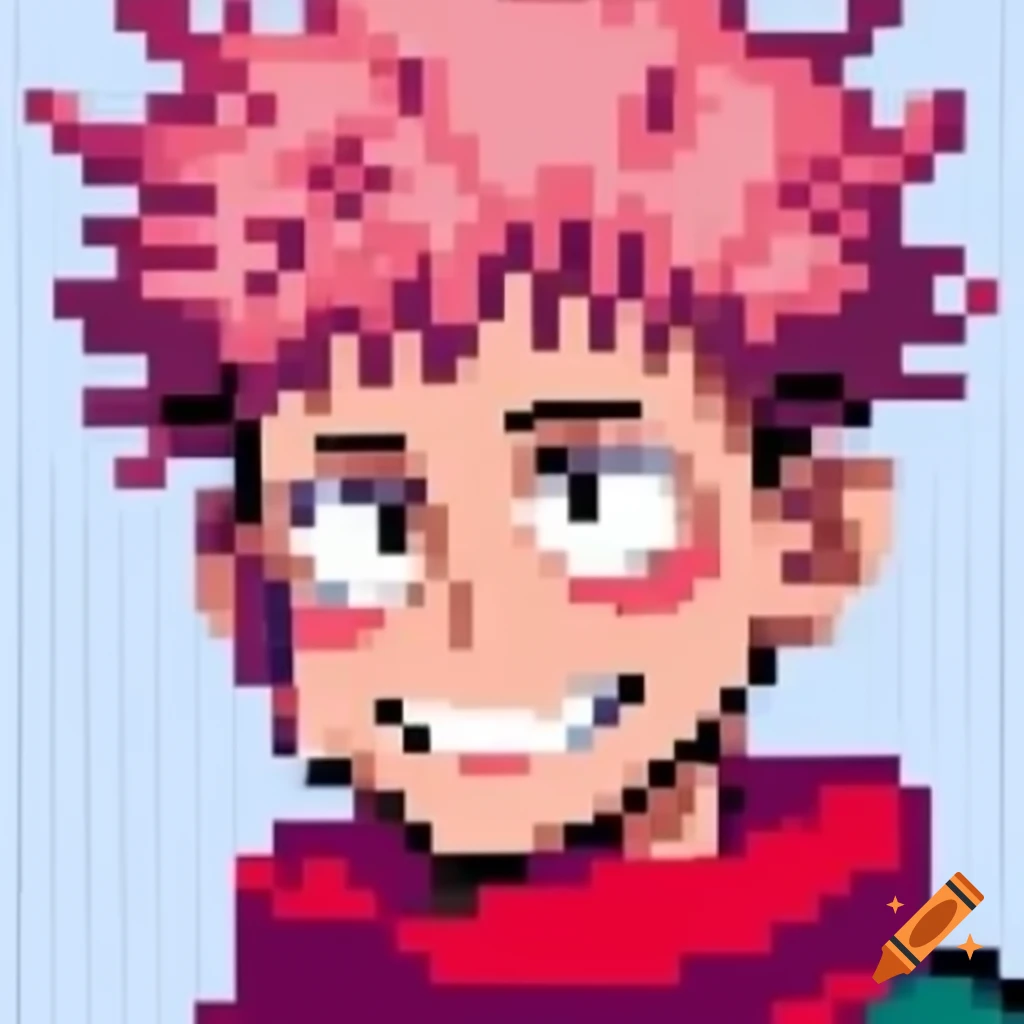 Pixelated portrait of Yuji Itadori