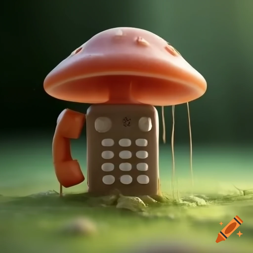 Fungal phone design set against an epic background
