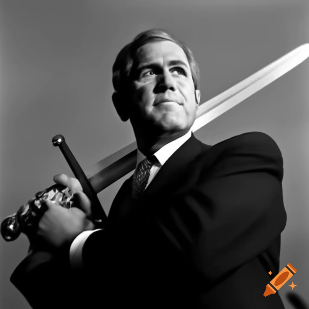 George W. Bush holding a sword