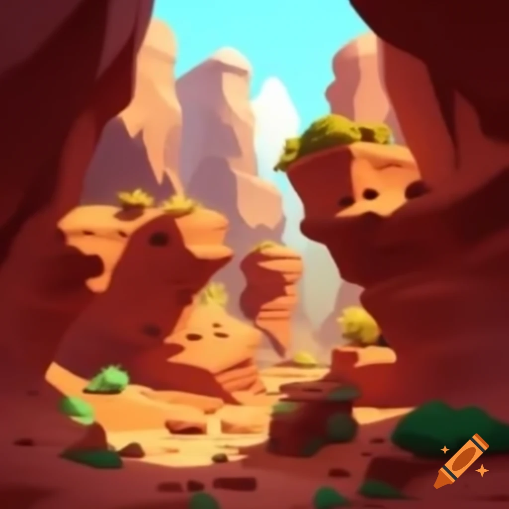 Cartoonish side view of a canyon