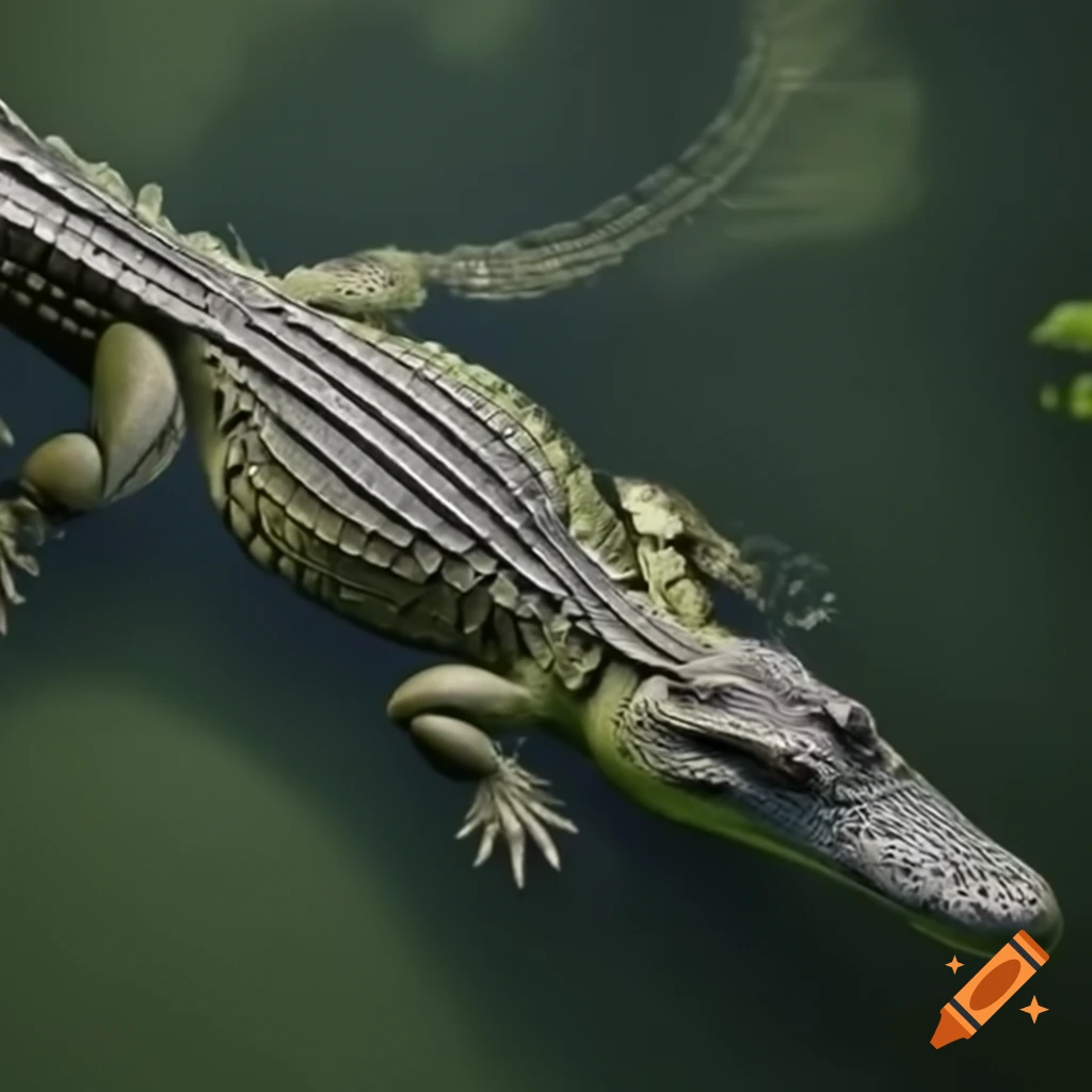 Large alligator in a natural setting