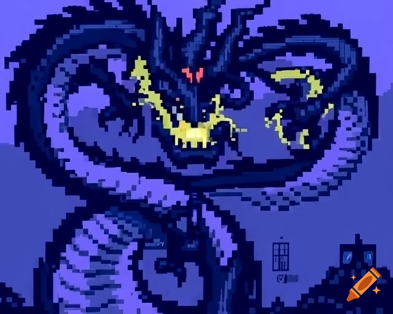 Ender Dragon pixel art with SMOKI inscription