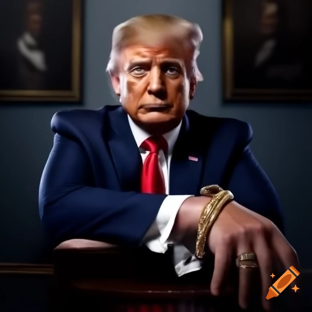 Donald J Trump adorned with multiple bracelets