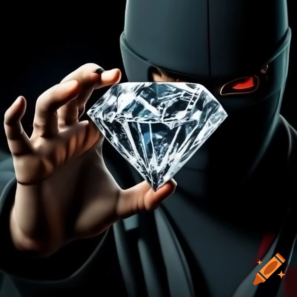 Ninja character holding a large diamond