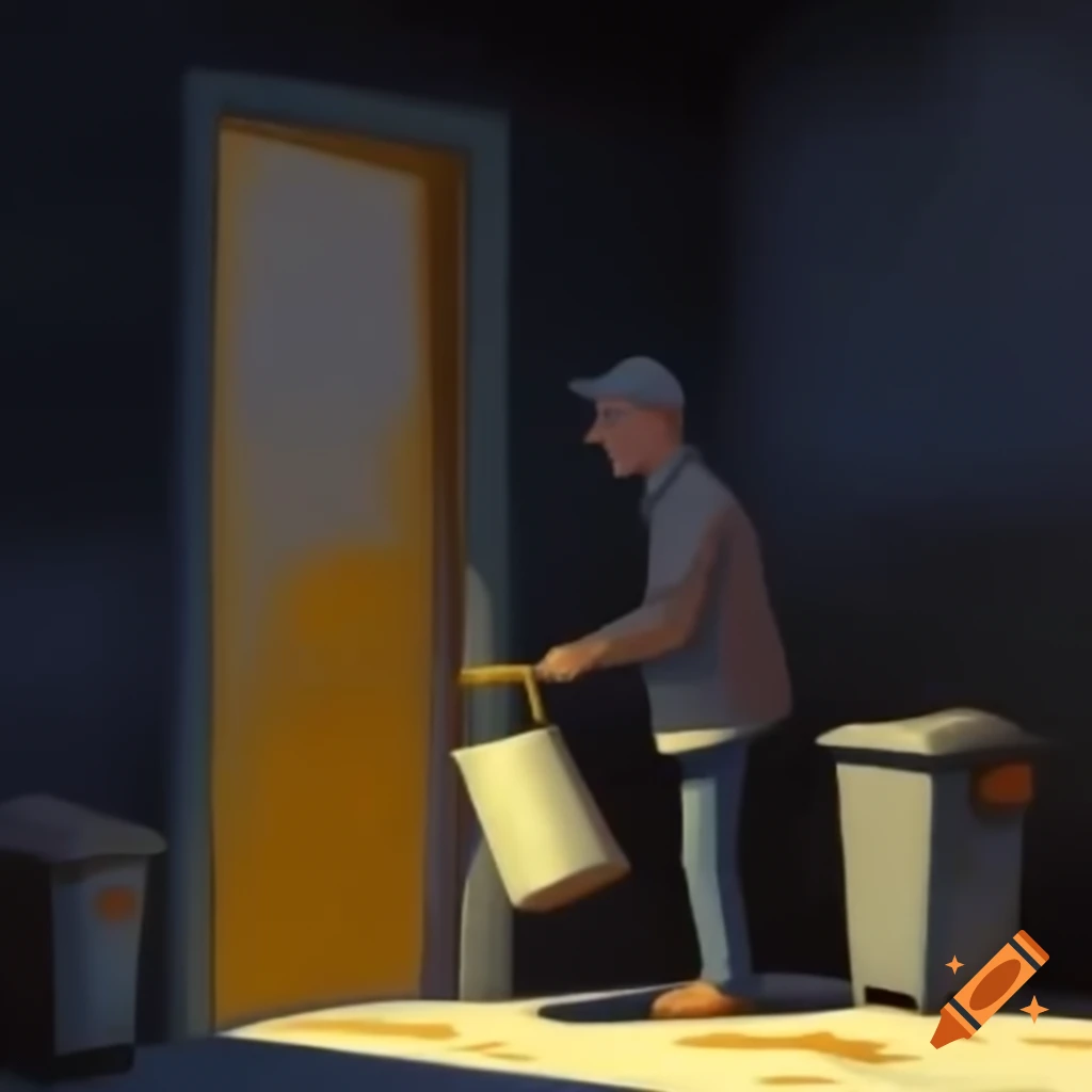 man-cleaning-dust-off-door-mat-near-garbage-dump-on-craiyon