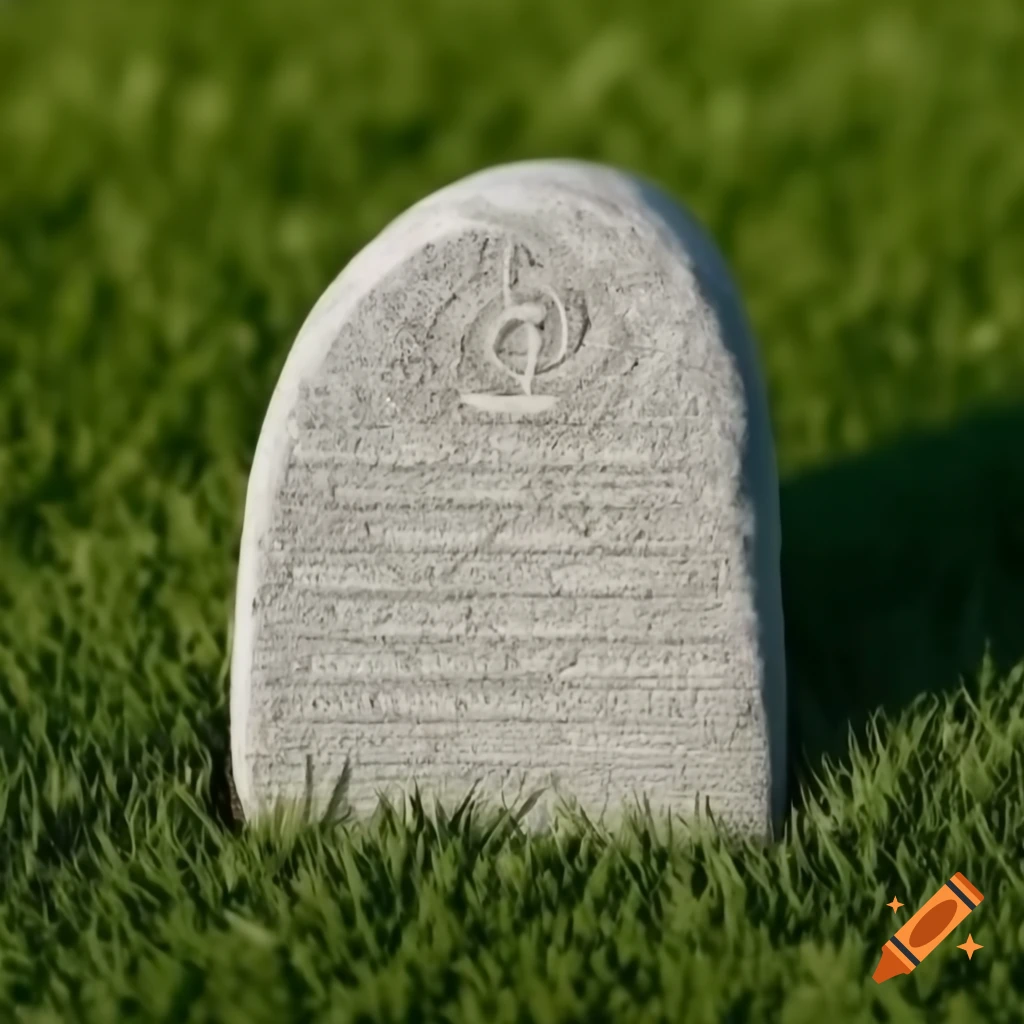 Granite grave stone on grass with humorous inscription about Tommy and a rabid possum