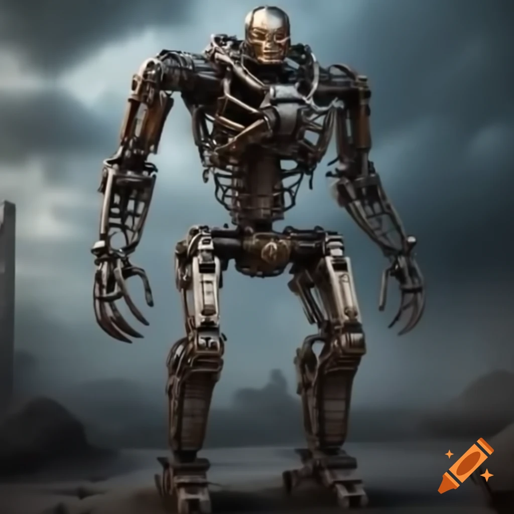 Upgraded endoskeleton of a futuristic terminator