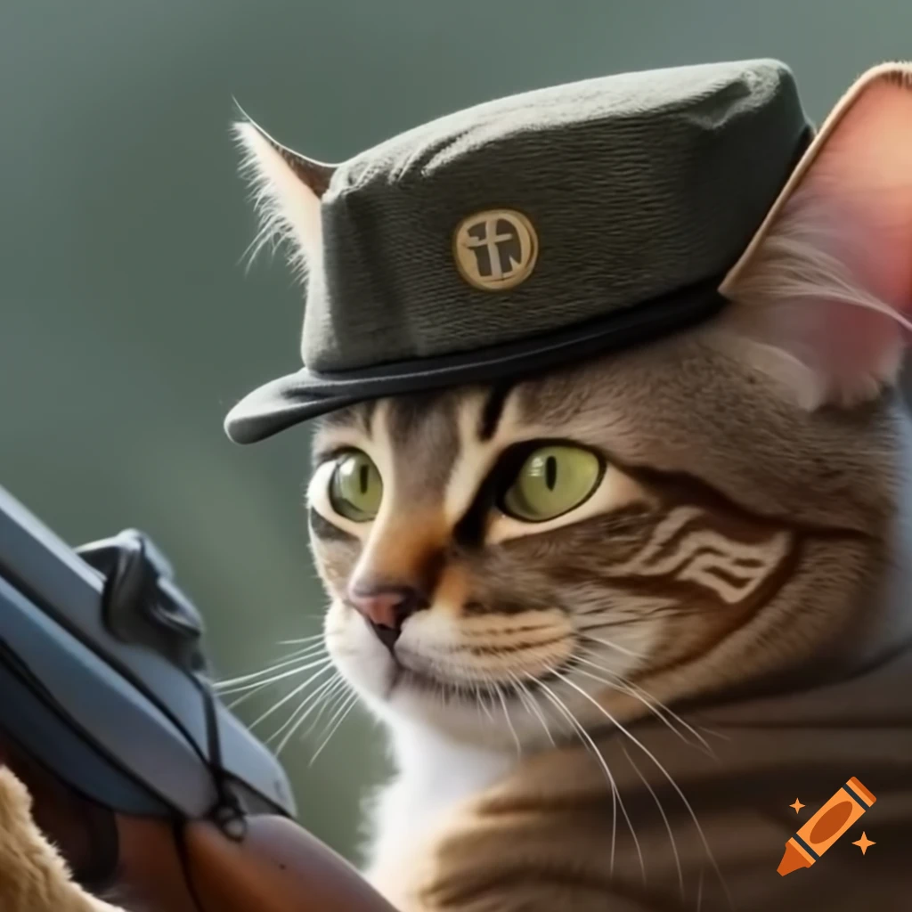Cat with AK47 and MAGA hat