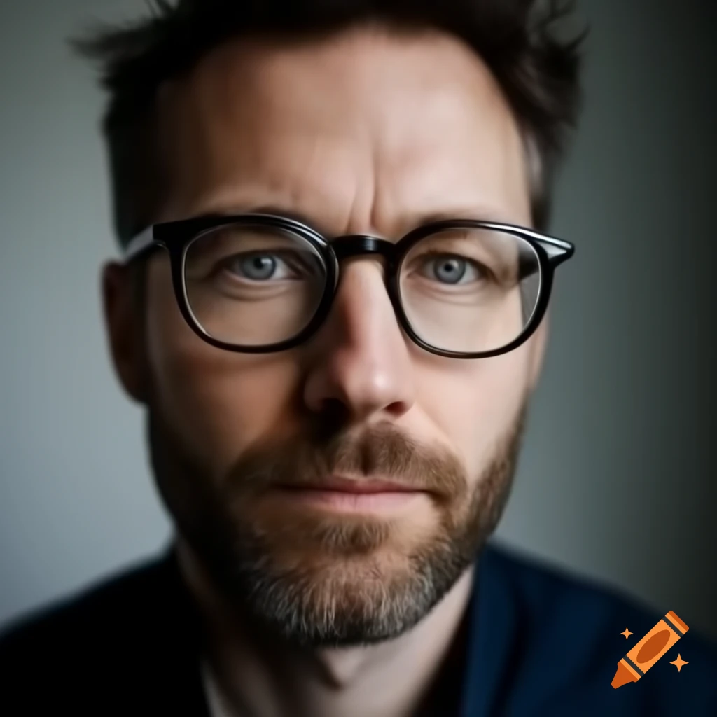 Close up Of A Stylish Bearded Man With Glasses On Craiyon