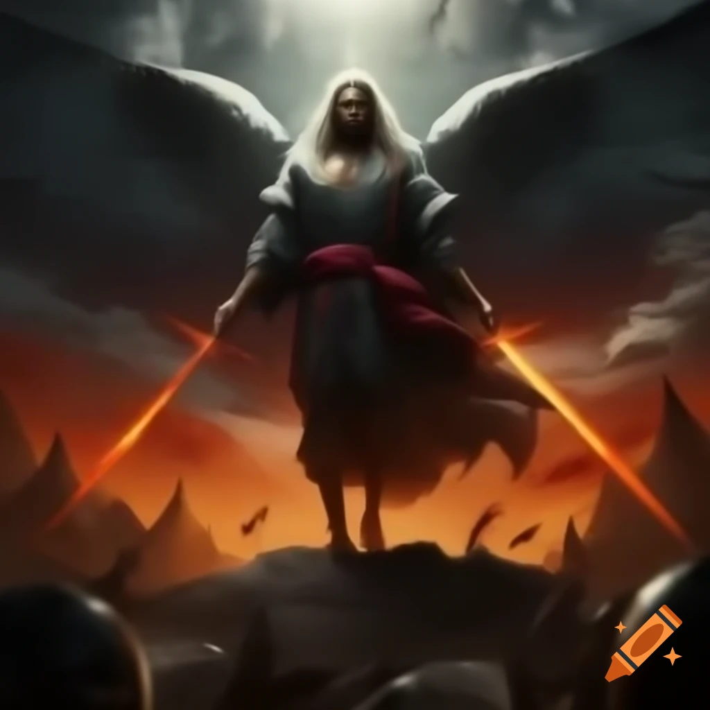Modern anime-inspired portrayal of Jesus Christ as a Black man with long white hair