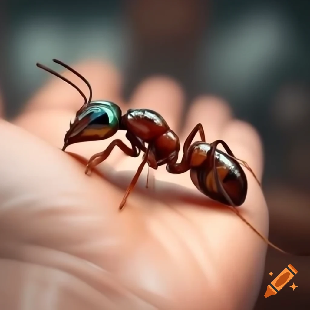 Realistic macro ant holding sign with text 'Je suis Charlie'