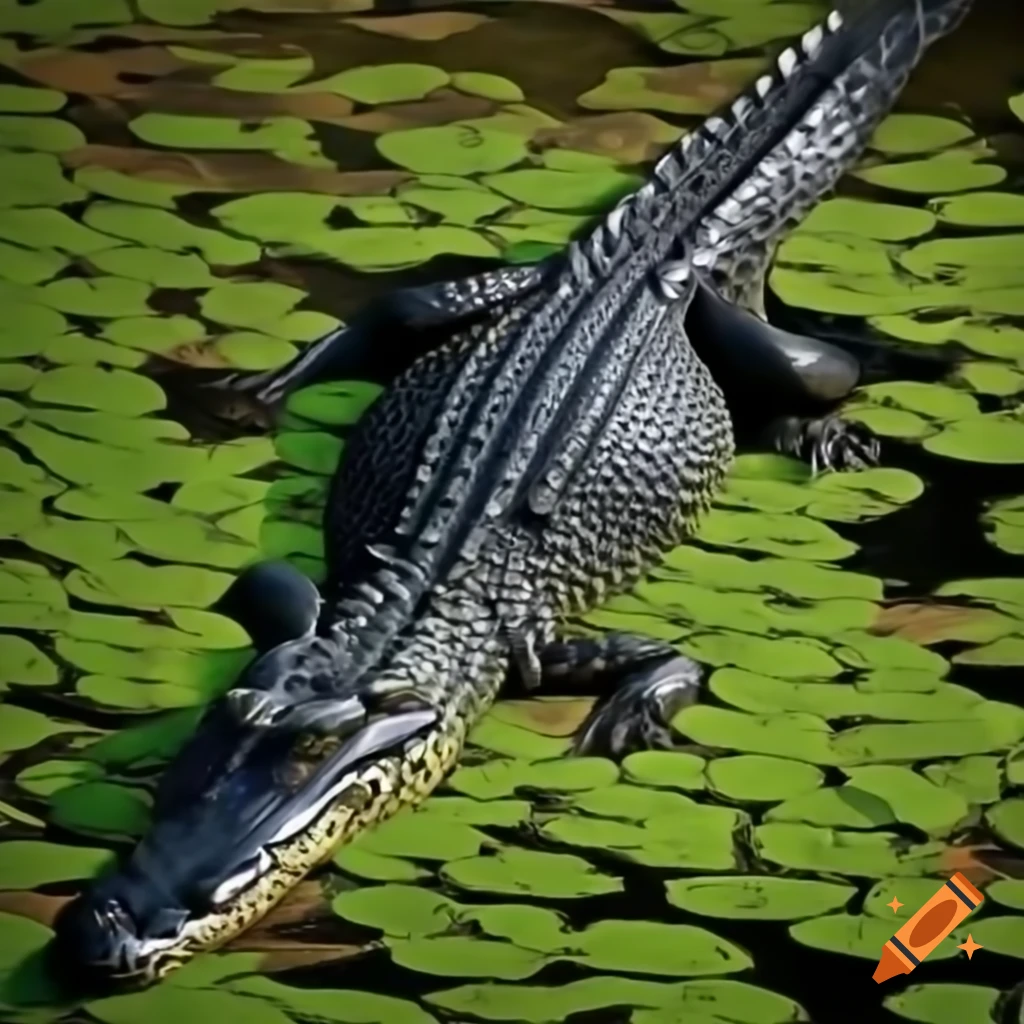Large alligator in a natural setting