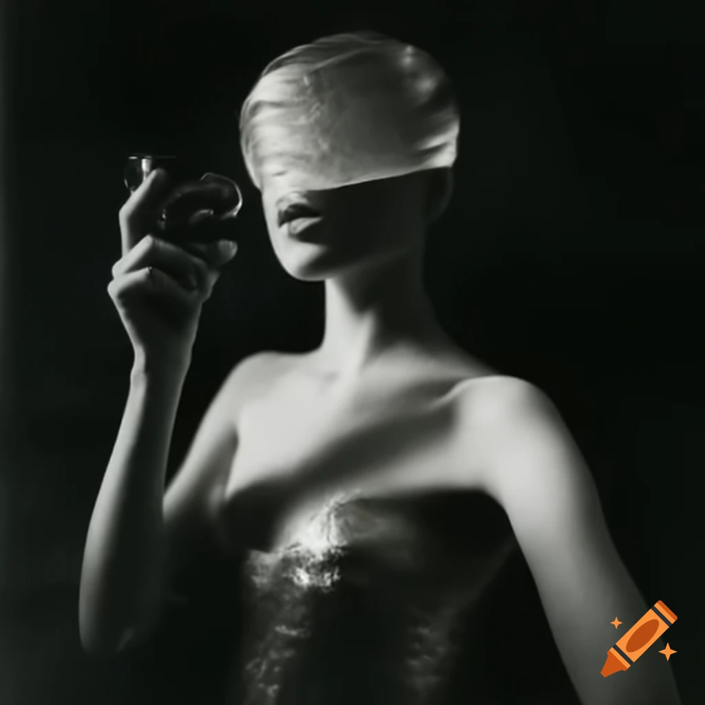 Pop surreal photography featuring a silver statue