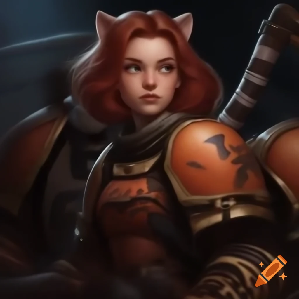 Tiger-girl character wielding a warhammer