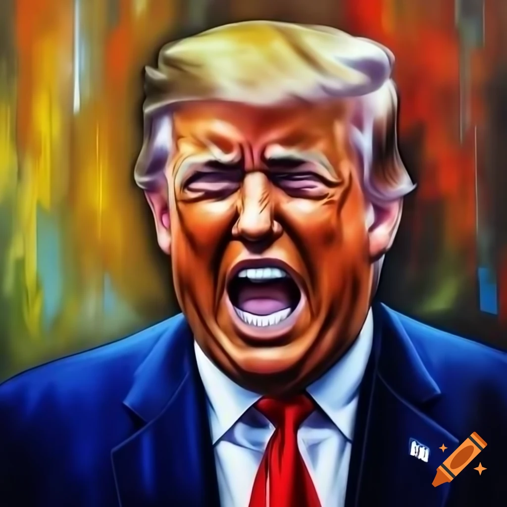 Emotive painting of a political figure expressing sadness