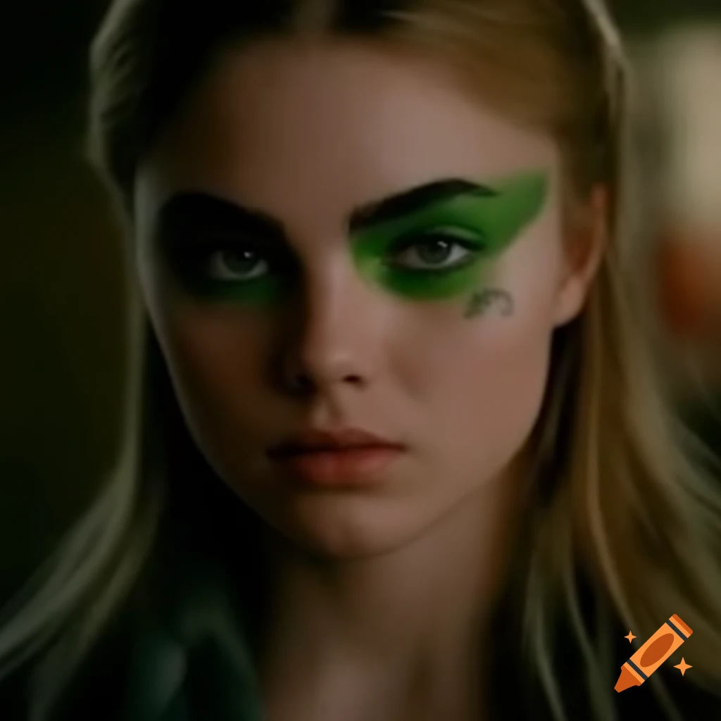 Character with blond hair and green eyes, square chin