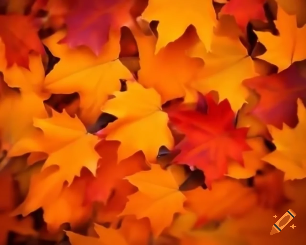 Orange autumn pattern featuring leaves and natural elements