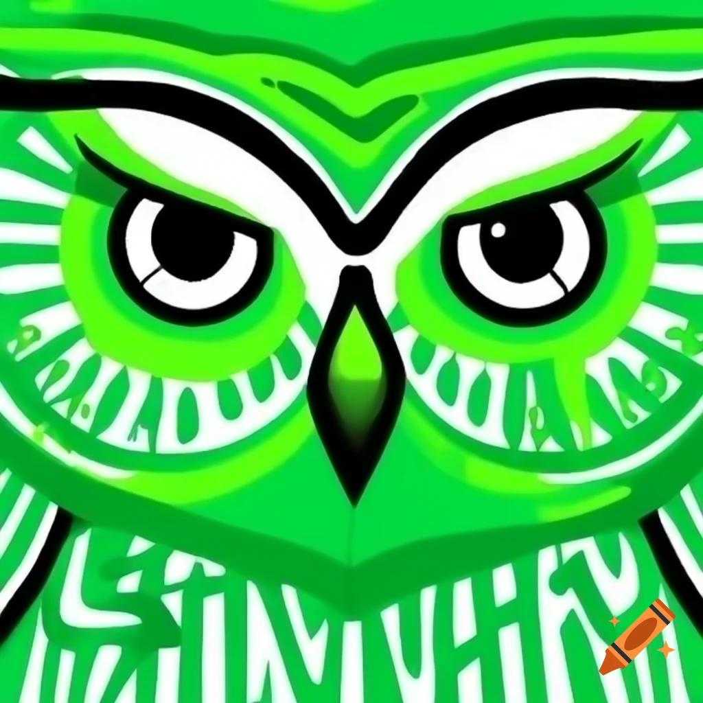 Graffiti style owl on green background