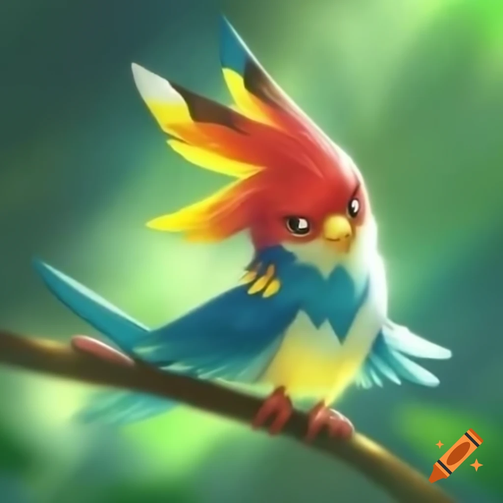 Digital bird creature inspired by anime