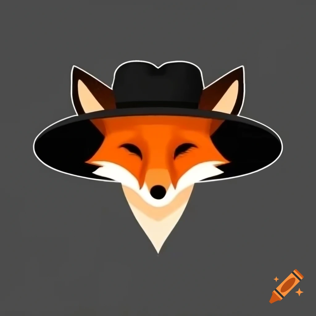 Fox wearing a hat with a black background