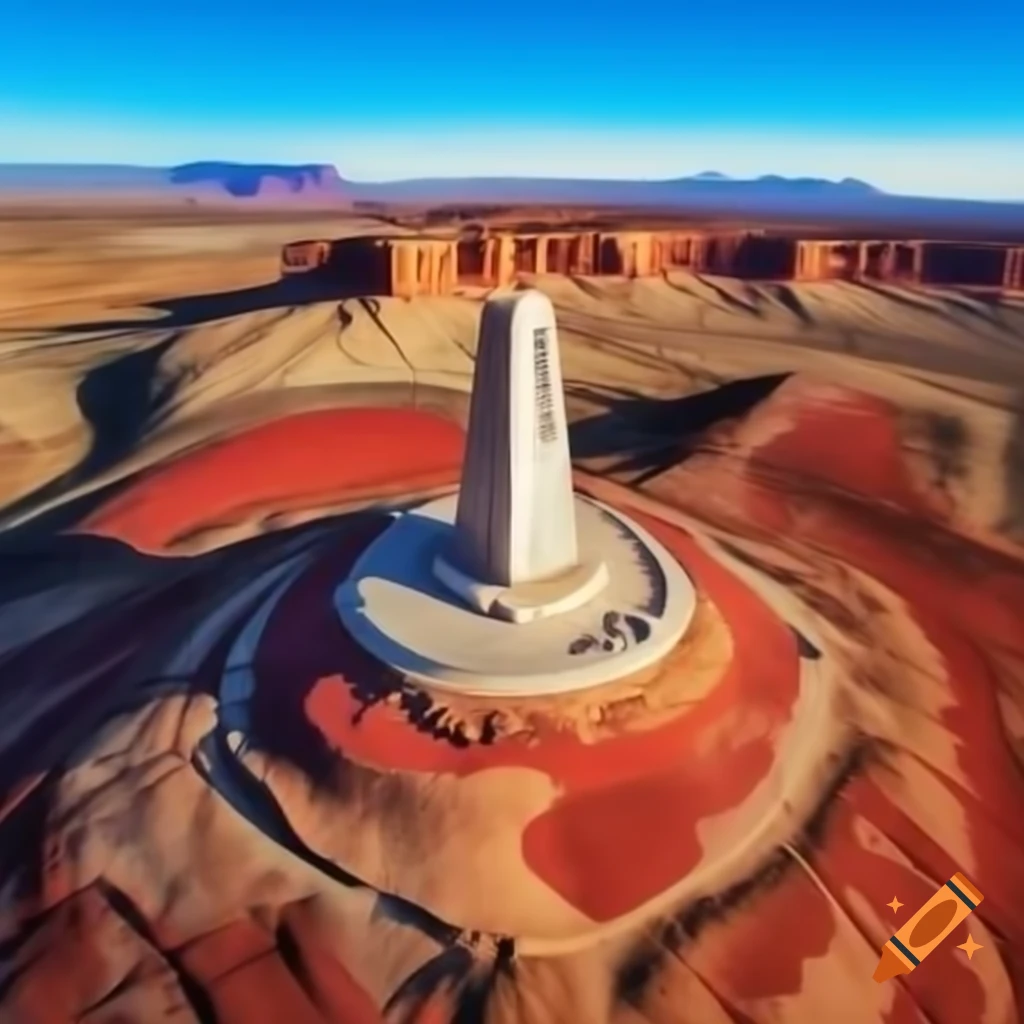 Aerial view of Four Corners Monument with vibrant colors and distinct marker