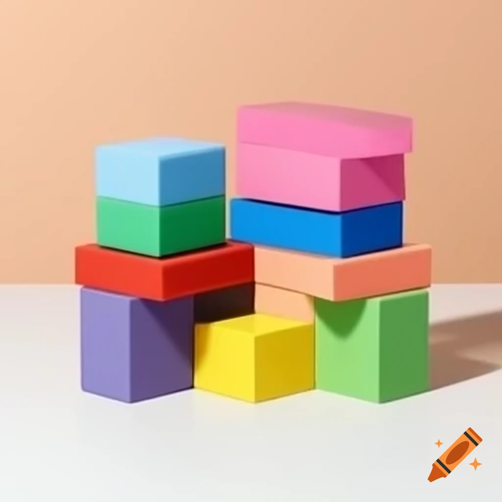 Stacked colorful PU foam blocks