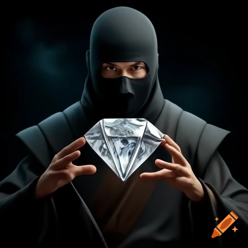 Ninja character posing with a large diamond