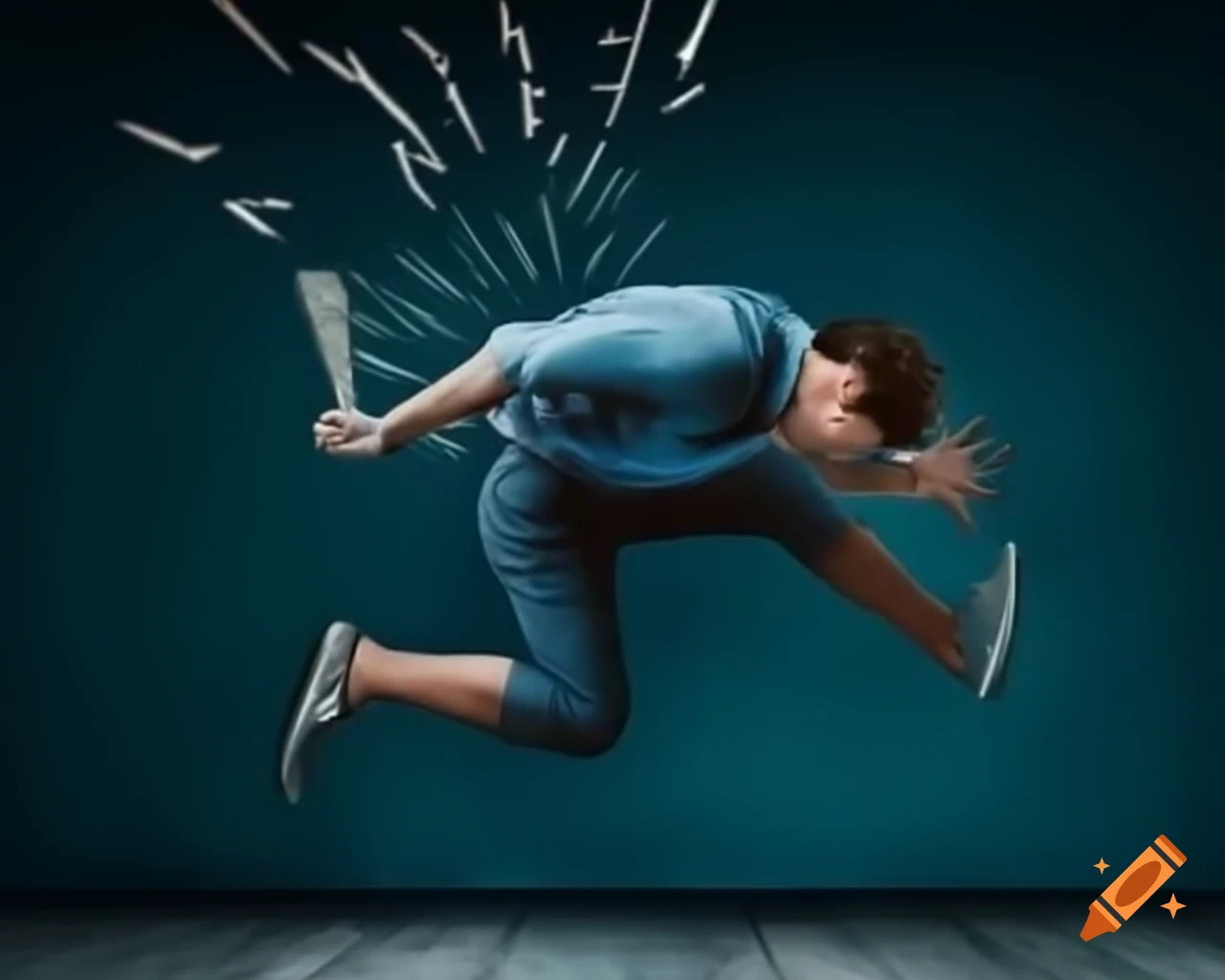 Person regaining balance after stumbling