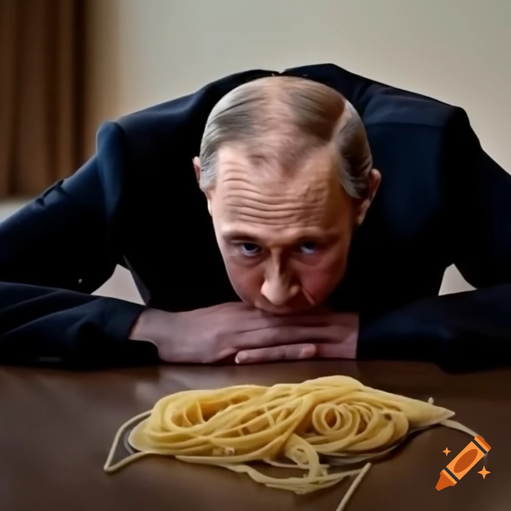 Sad political satire depicting figure on ground with spilled spaghetti