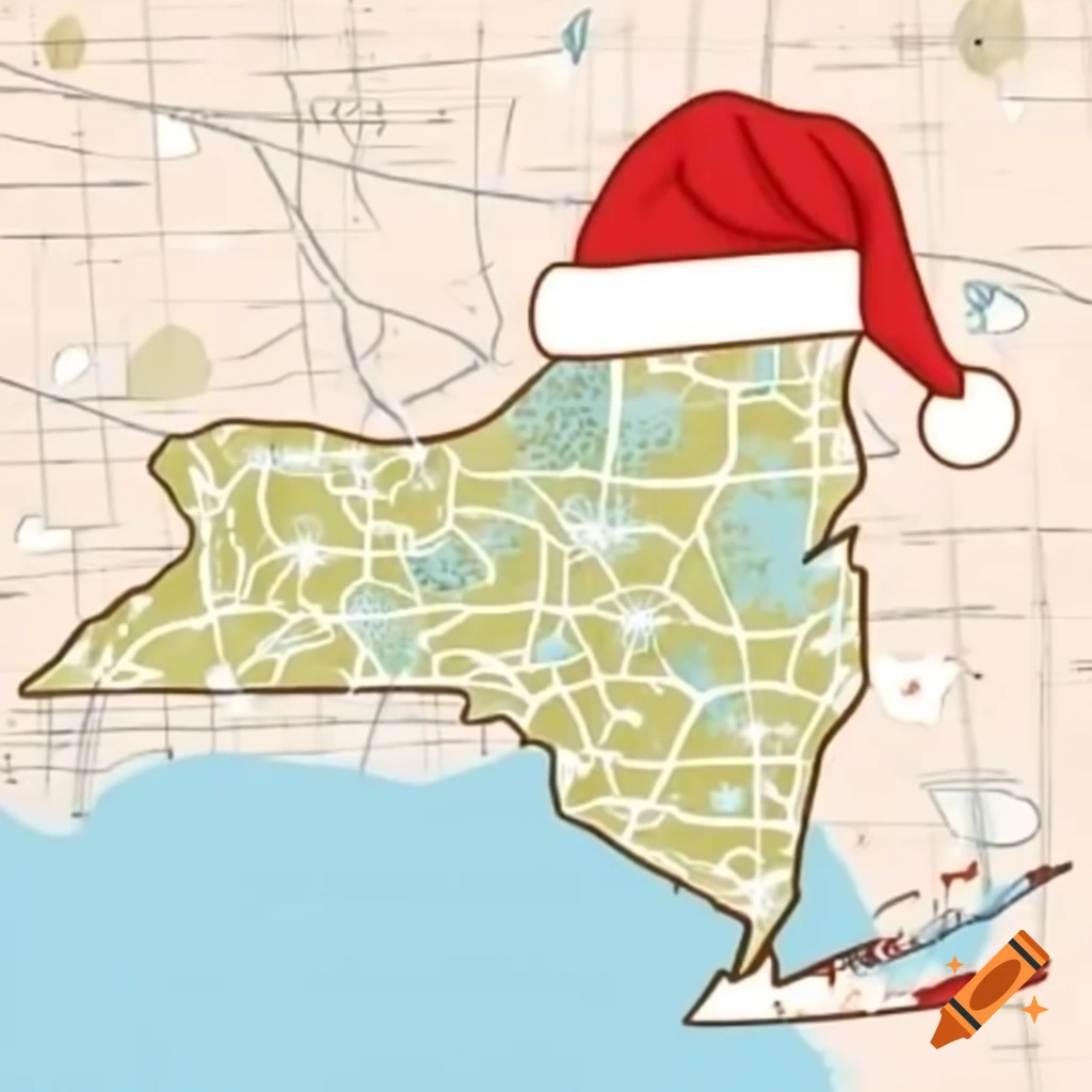 Map of Brooklyn designed with Santa theme