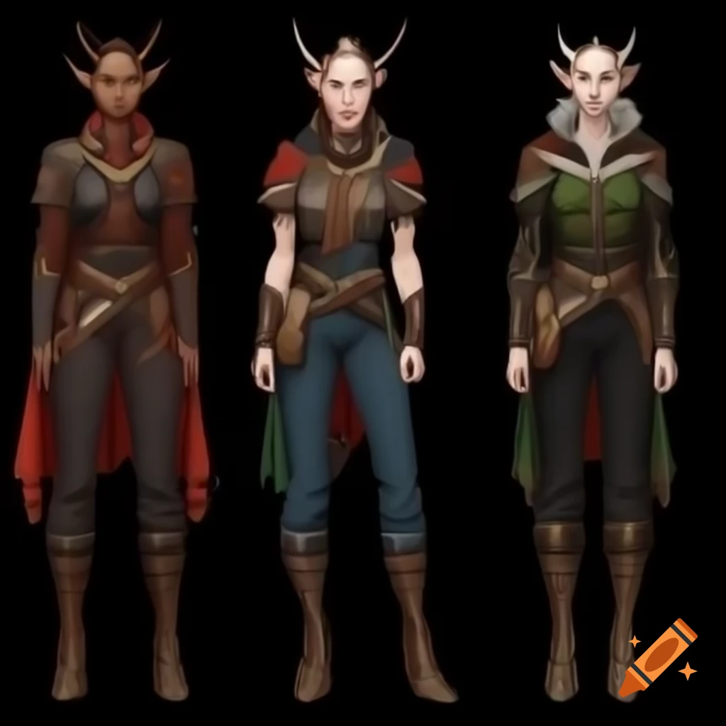 Female Dalish elf in casual wear inspired by medieval and ancient aesthetics from Dragon Age series