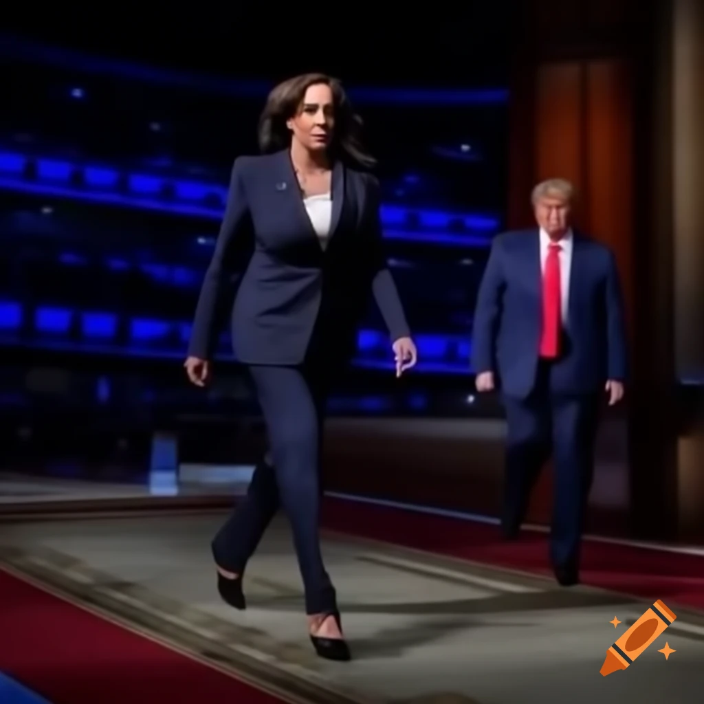 Kamala Harris confidently enters debate stage with Trump on the floor