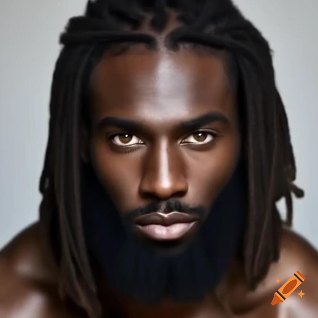 Man with long locs in bun and full beard