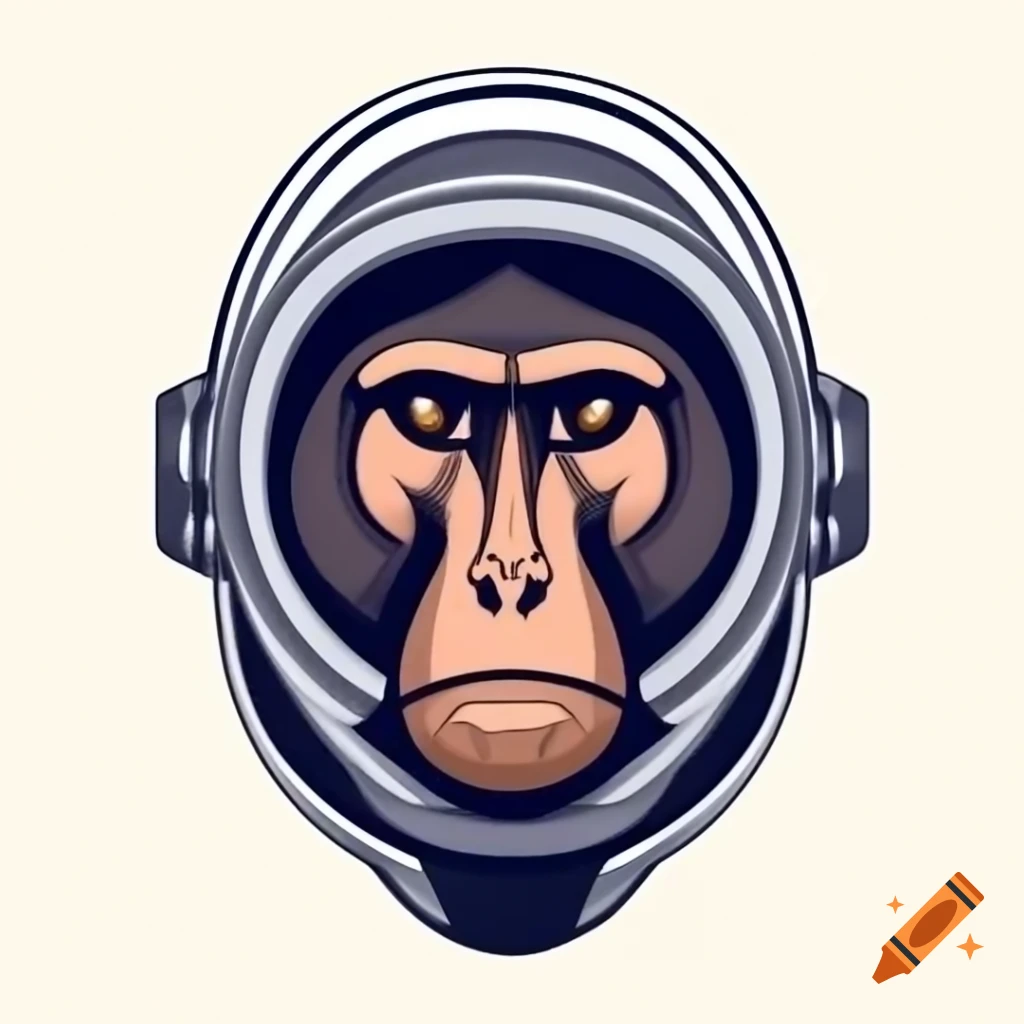 Baboon in space helmet illustrated in Andy Warhol style