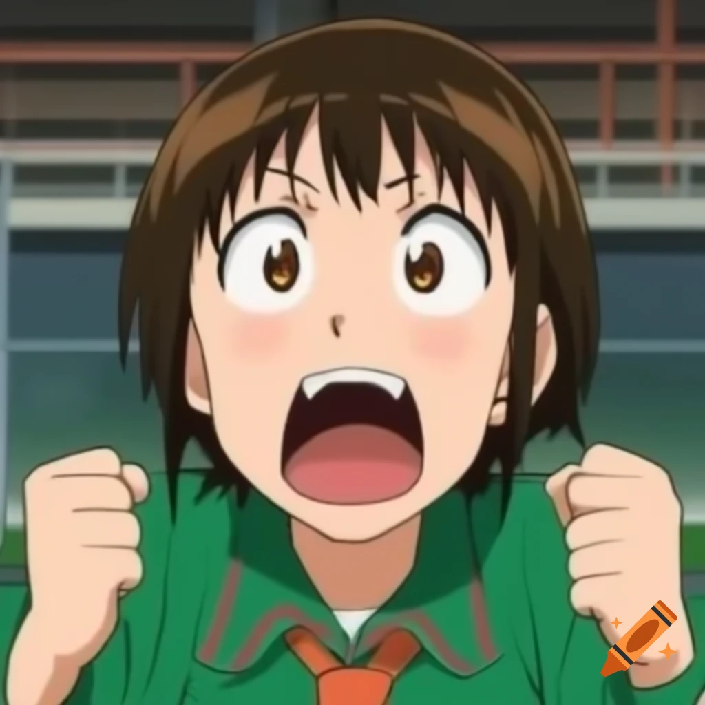 Comical profile shot of Ridge Racer character Reiko Nagase expressing shock
