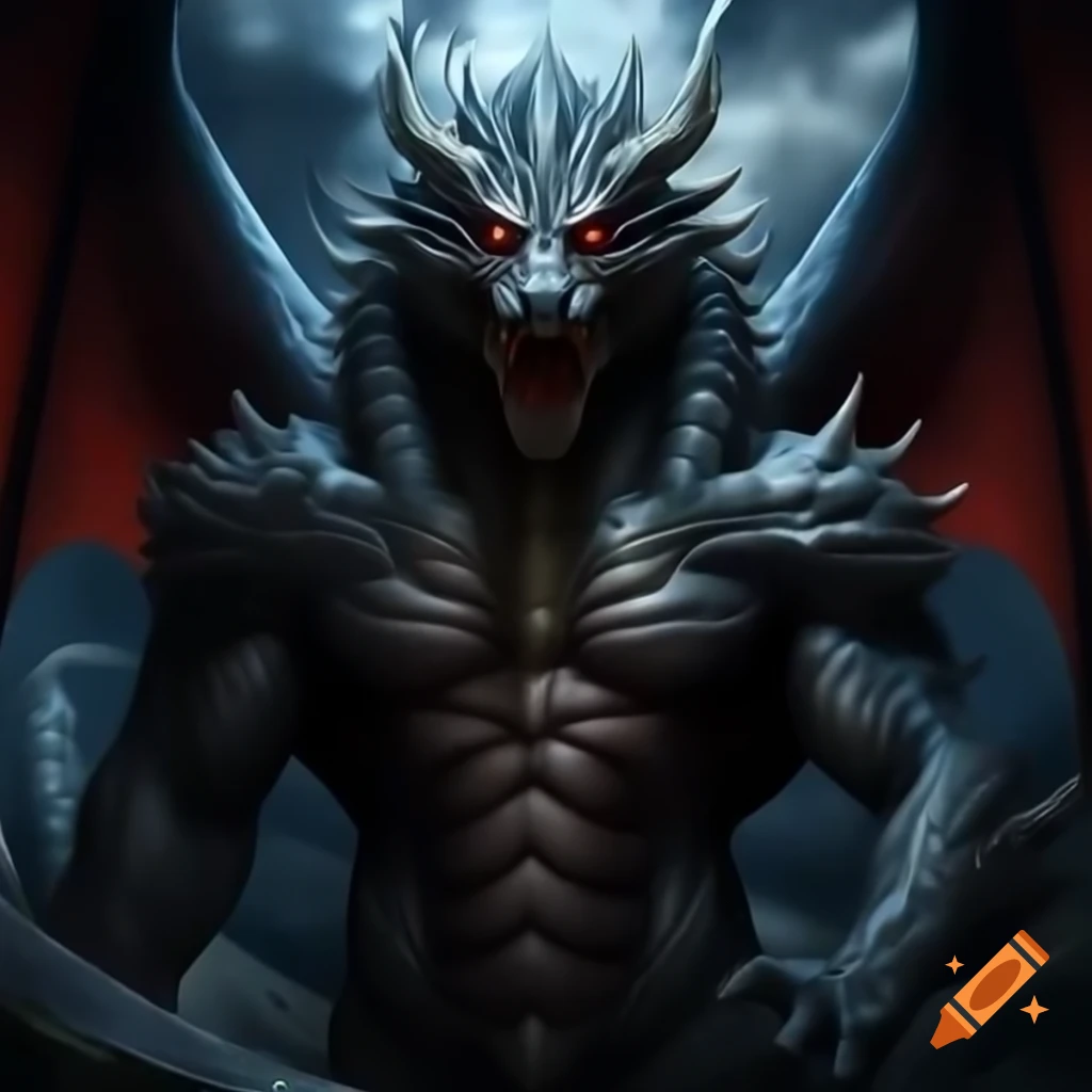 Description of dragon head features, elongated and robust shape with large backward-curving horns