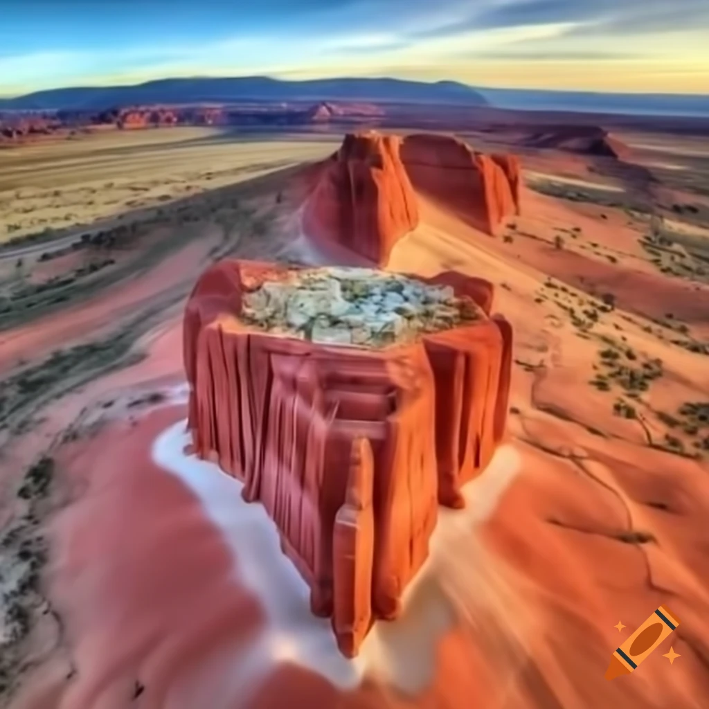 Aerial view of Four Corners Monument with vibrant colors and distinct marker