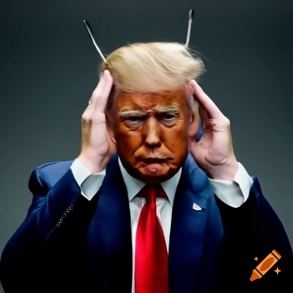 Political caricature of Trump with antenna on head